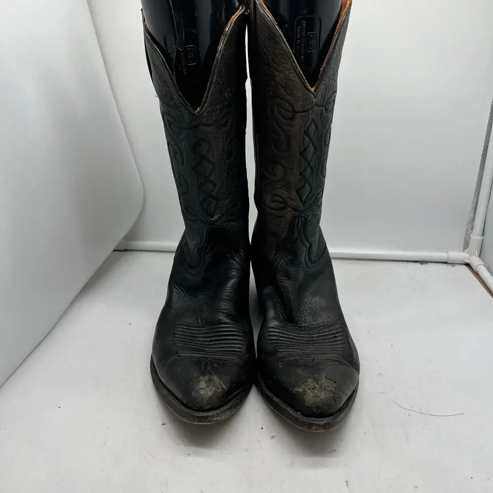 Lucchese Boots Mens 10 Black Leather Cowboy Western **